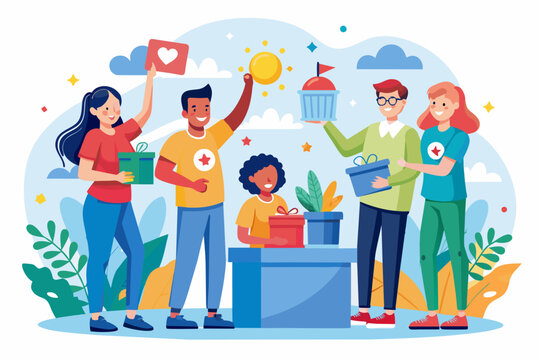 a group of people holding boxes and boxes, volunteer appreciation day honoring the contributionsindividuals who give their time and talents to support others in need