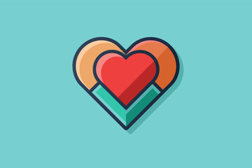 a heart with a red and white stripe, icon for a dating app that conveys romance and compatibility