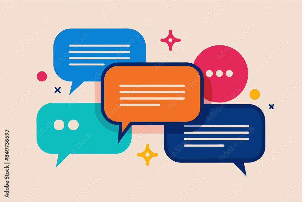 Poster a group of speech bubbles with different colors, design speech bubbles or dialog boxes for infograph