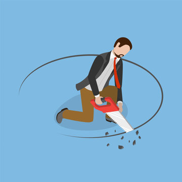 3D Isometric Flat Vector Illustration of Financial Mistake, Self Sabotaging