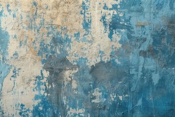 Old blue wall showing signs of age and weathering, providing a textured and abstract background with a vintage feel. The paint is peeling and cracking, revealing the underlying layers