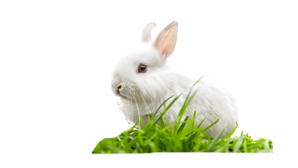 Rabbit in grass isolated on a transparent background, PNG, Ai