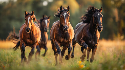 草原を走る馬