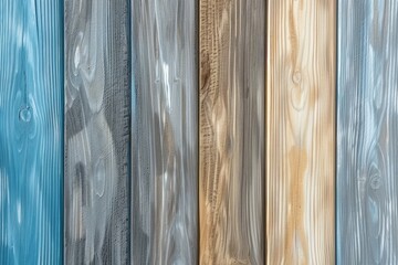 Fototapeta premium Background of wooden planks forming a wall with different colors, creating a beautiful and rustic aesthetic. The wood grain is visible, adding to the natural charm