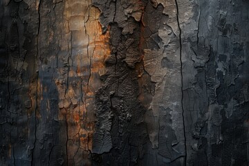 Obraz premium Close up of a burnt tree trunk, revealing the devastating effects of a wildfire and highlighting the need for forest conservation