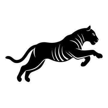 recommend clip art: simple tiger jumping silhouette jumping vector illustration flat design white background