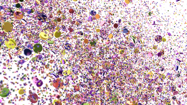 Sunburst and colorful confetti background frame illustration