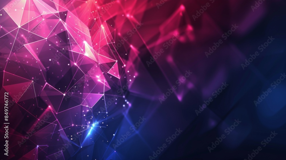 Wall mural an abstract representation of a polygonal network with a focus on connectivity, data transfer, and t