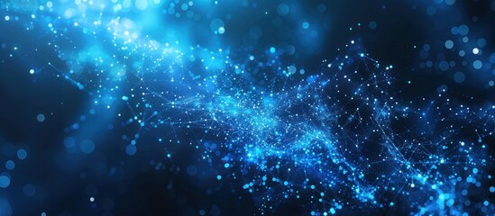 Obraz premium Abstract Blue Network with Glowing Particles