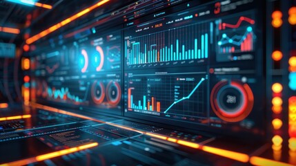 Fototapeta premium Futuristic Digital Dashboard with Data Visualization