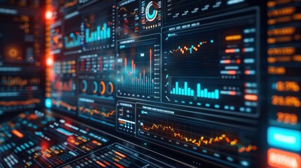 Digital Interface with Data Charts and Graphs