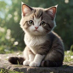 Obraz premium cute fluffy cat in nature