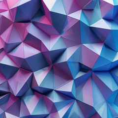 Small Triangles Pattern. 3d Geometric Background In Blue, Pink, Purple Colors