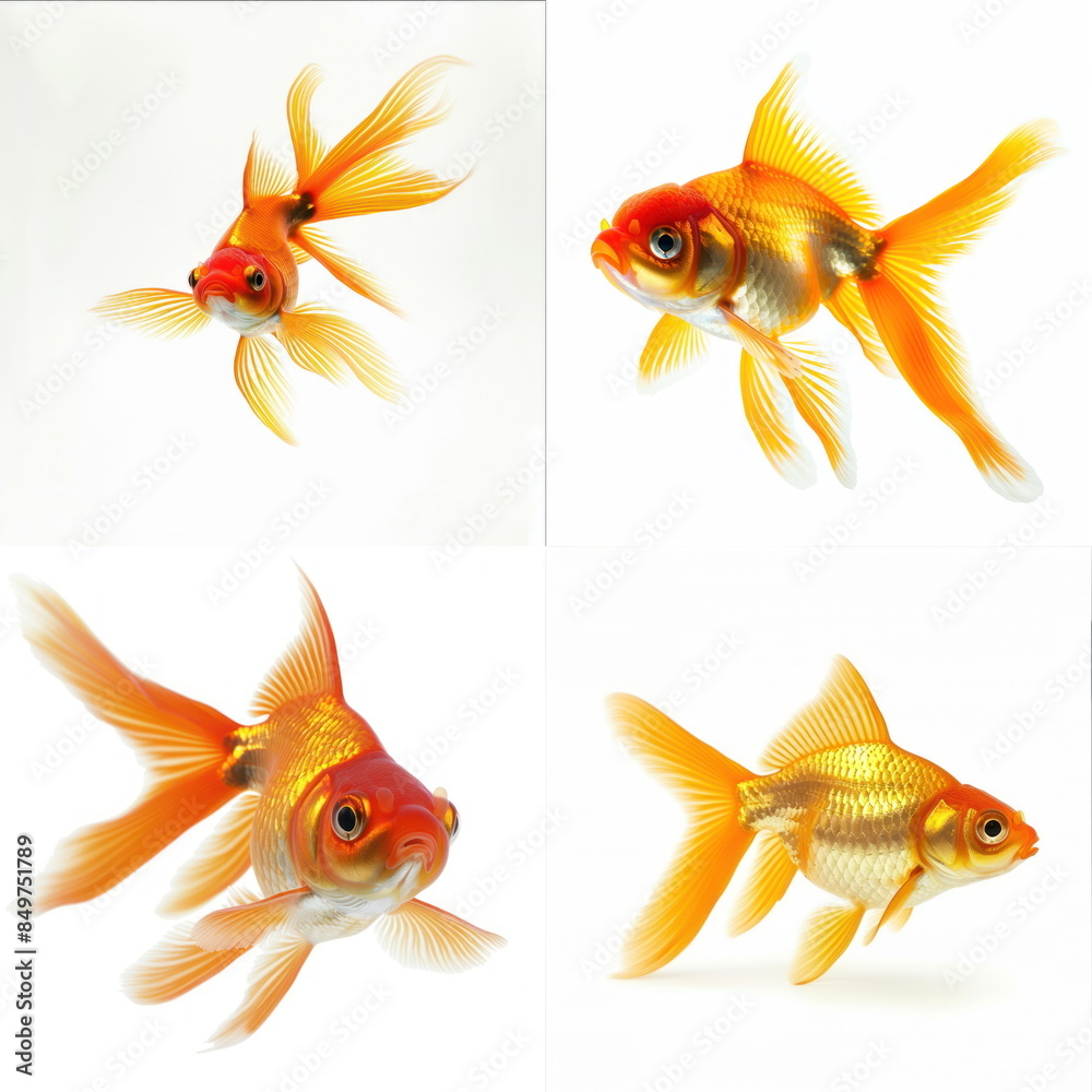 Wall mural goldfish on white background