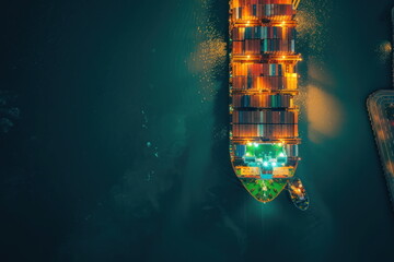 Container ship,  business logistic, Container loading in cargo, import and export concept