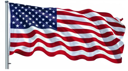 Obraz premium Waving American flag graphic set against a clear blue sky, representing freedom and patriotism