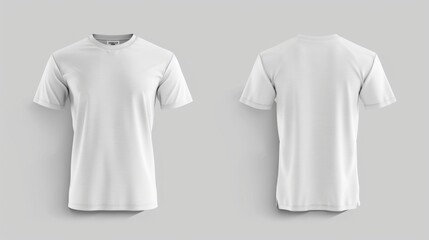 Fototapeta premium A clean and simple mockup of a white t-shirt shown from front and back views on a subtle background