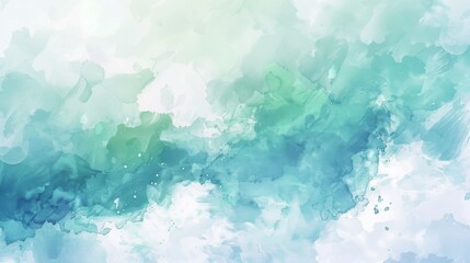 An abstract dreamlike background of blue and green aquarelle splashes, ideal for creative projects