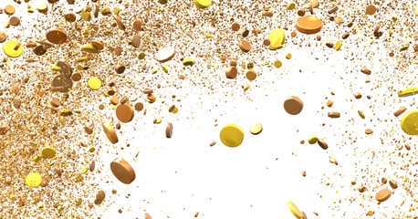 Enchanting Delight: Spectacular 3D Illustration Showcasing Enchanting gold Confetti