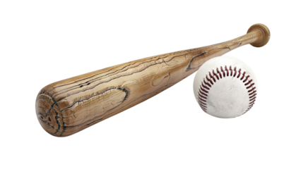baseball bat and ball isolated on a transparent background, PNG, Ai