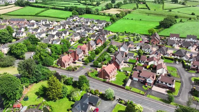 Aerial photo of Residential homes in Broughshane Ballymena County Antrim Northern Ireland