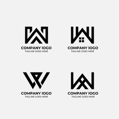 W logo set flat design
