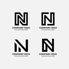 N logo set flat design