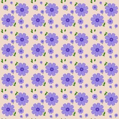 Seamless pattern with purple flowers background 