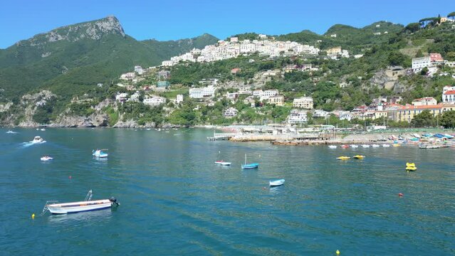 The Two Brothers, Symbol of Vietri sul Mare are the Two Brothers (Due Fratelli), two large rocks. Vietri sul Mare, Salerno, Italy. Vietri sul mare beautiful view of beaches, Amalfi Coast