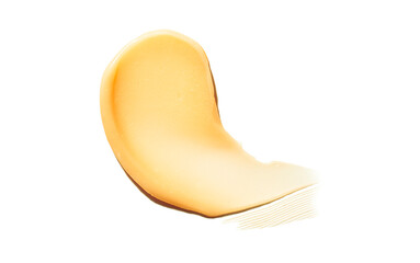 Cosmetic yellow lipstick balm or ointment skin care swatch isolated on white