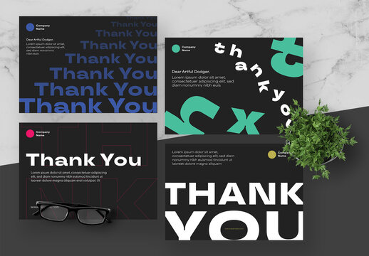 Black And Blue Thank You Card
