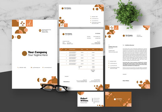 Brown And White Business Stationery