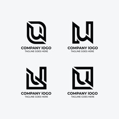 U logo set flat design template collection