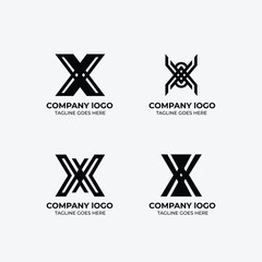 X logo set flat design template collection