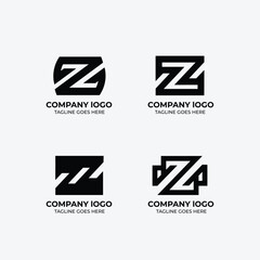 Z logo set flat design template collection