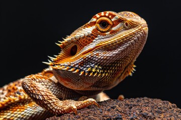 Fototapeta premium A lizard with a long tail and a long, pointy snout. The lizard is brown and orange