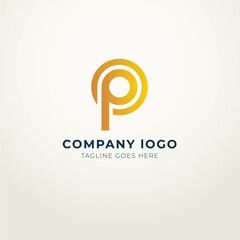 P logo flat design modern royal concept 