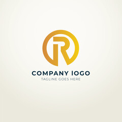 R logo flat design modern royal concept 