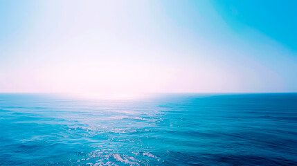 Obraz premium コバルトブルーの海と淡い空の静寂な風景/Serene Landscape of Cobalt Blue Sea and Pale Sky generative AI