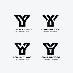Y logo flat design set