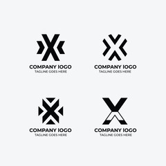X logo flat design set 