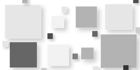 Abstract seamless modern white and gray color technology concept geometric line vector. Geometric abstract background with paper squares in bright light with soft shadows as pattern, top view.