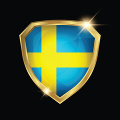 Sweden Flag Golden Shield Logo