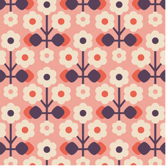 Geometrical Retro Florals Background Wallpaper