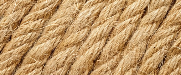 Shaggy fleecy jute rope surface. Linen rope texture. Rough natural eco-friendly background design with copy space