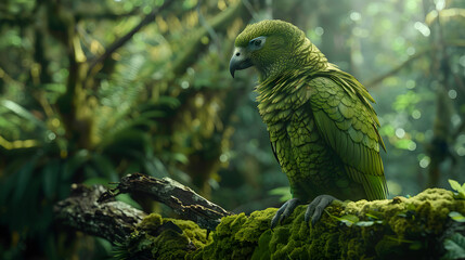 Obraz premium The Enigmatic Kakapo in the Forest 