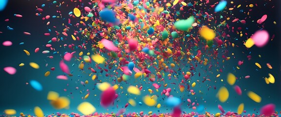 Vibrant Confetti Explosion: Artistic Celebration Scene with Dynamic Colors