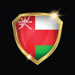 Fototapeta premium Oman Flag Golden Shield Logo
