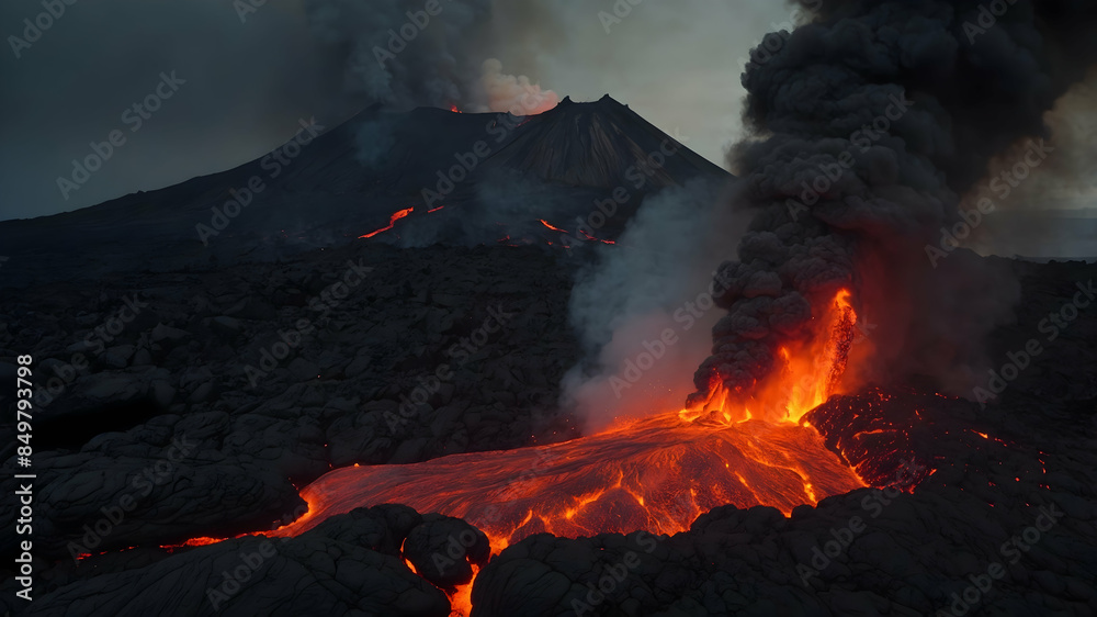 Wall mural lava from volcano