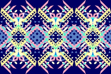 Ethnic seamless patterns with simple shapes. Tribal and ethnic fabrics. African, American, Mexican, Indian styles. Simple geometric pattern elements are best used in web design, textile printing.